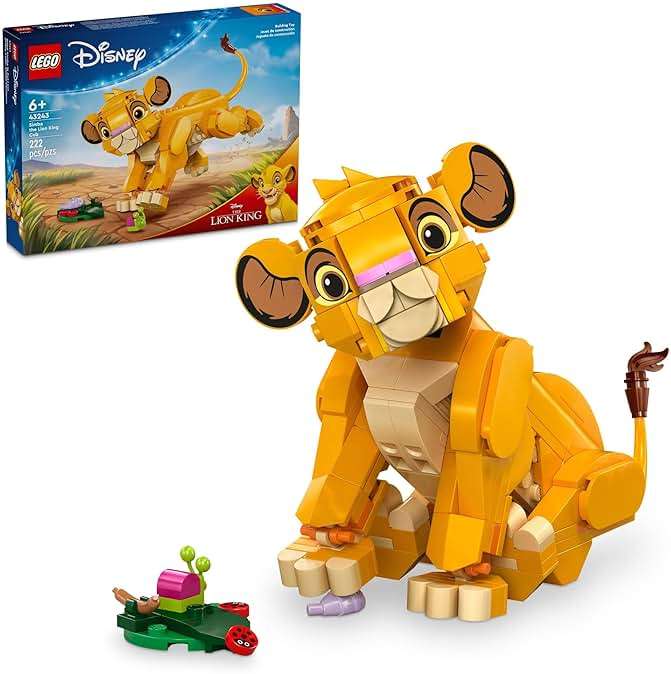 LEGO Disney Simba The Lion King Cub Building Toy - Collectible Play & Display Set - 6 Year Old Girl & Boy Birthday Gift - Detailed Model of Disney Simba - 43243 - Image 1