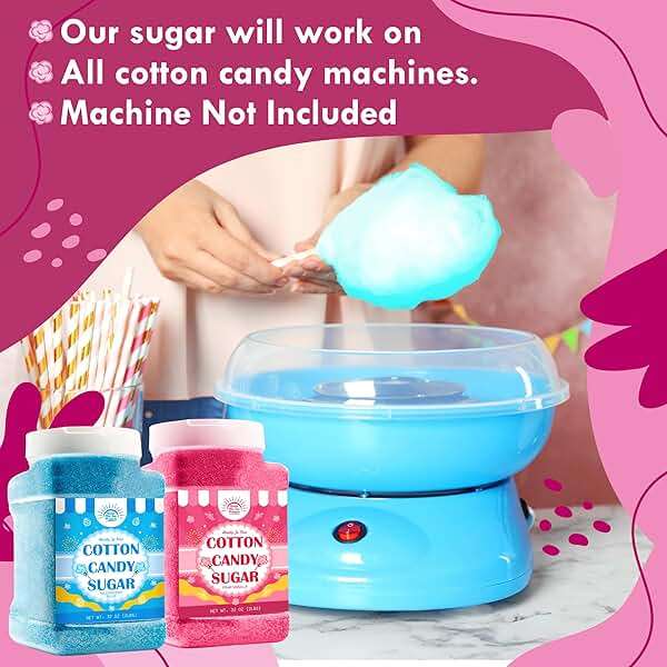 Cotton Candy Floss Sugar – Pink Vanilla & Blue Raspberry (2 Pack, 2 lb Each) | Premium Spun Sugar for Cotton Candy Machines | Perfect for Parties, Events & Home Use (2 Pack – 2 lb Jars) - Image 3