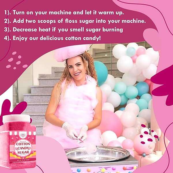 Cotton Candy Floss Sugar – Pink Vanilla & Blue Raspberry (2 Pack, 2 lb Each) | Premium Spun Sugar for Cotton Candy Machines | Perfect for Parties, Events & Home Use (2 Pack – 2 lb Jars) - Image 4
