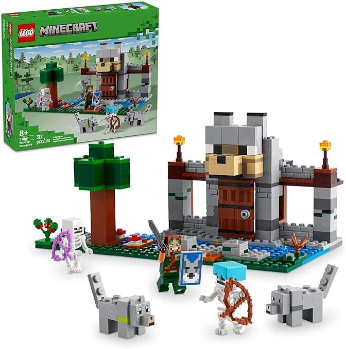 LEGO Minecraft The Wolf Stronghold Fortress Playset, Video Game Toy for Boys and Girls, Action Packed Castle Building Set with Minifigures, Minecraft Toy Gift for Kids Ages 8 and Up, 21261 - Image 1