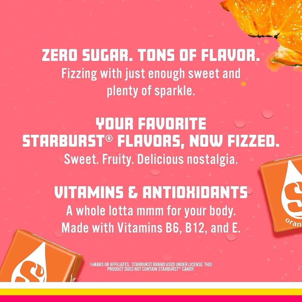 Sparkling Ice STARBURST Orange, Zero Sugar Flavored Sparkling Water, with Vitamins and Antioxidants, Low Calorie Beverage, 17 fl oz Bottles (Pack of 12). - Image 5
