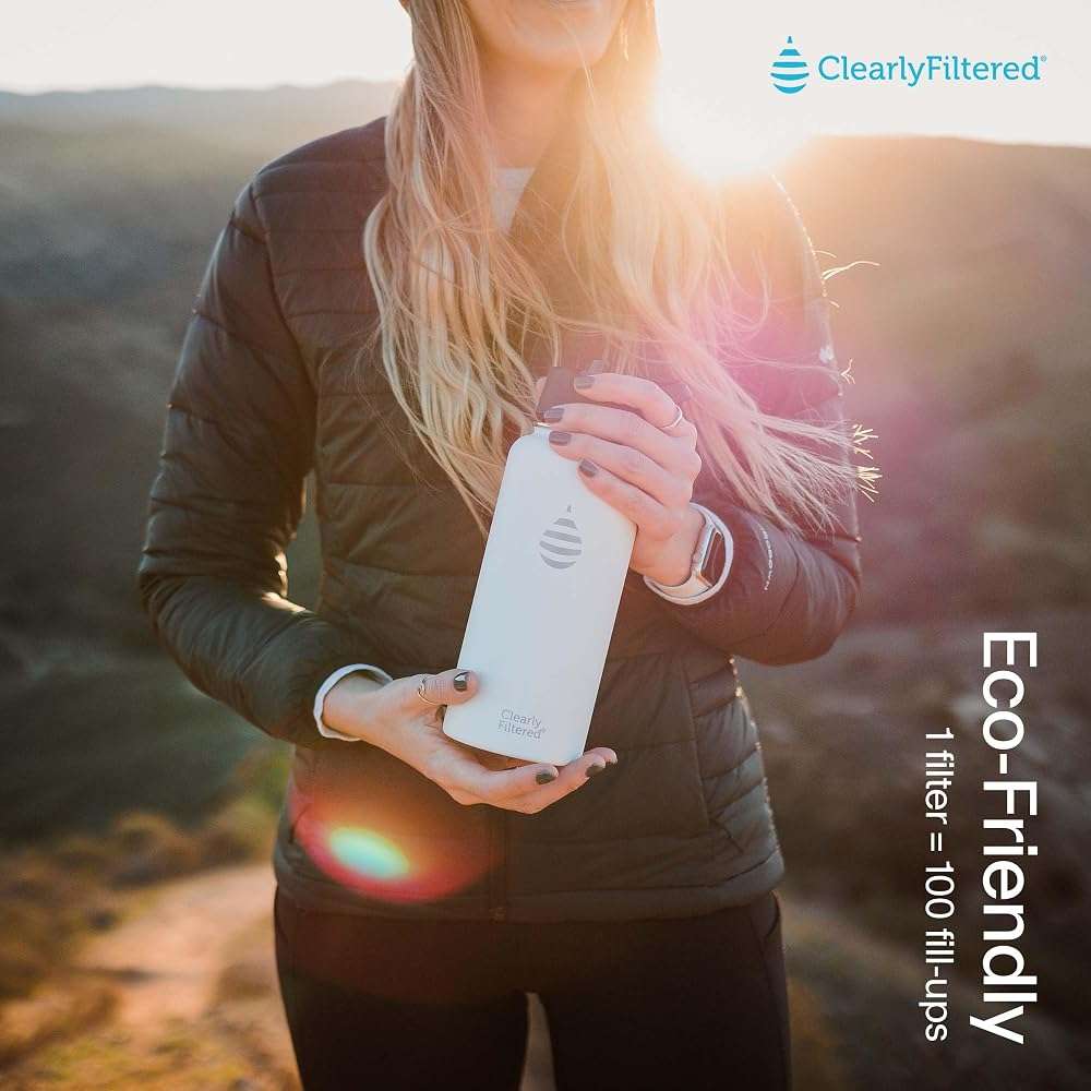 Clearly Filtered 32oz Water Bottle/Targets 220+ Contaminants/Double-Wall Insulated Stainless Steel Filtered Water Bottle BPA/BPS-Free Phthalate-Free Filters Fluoride Lead Chlorine (Teal Blue) - Image 5