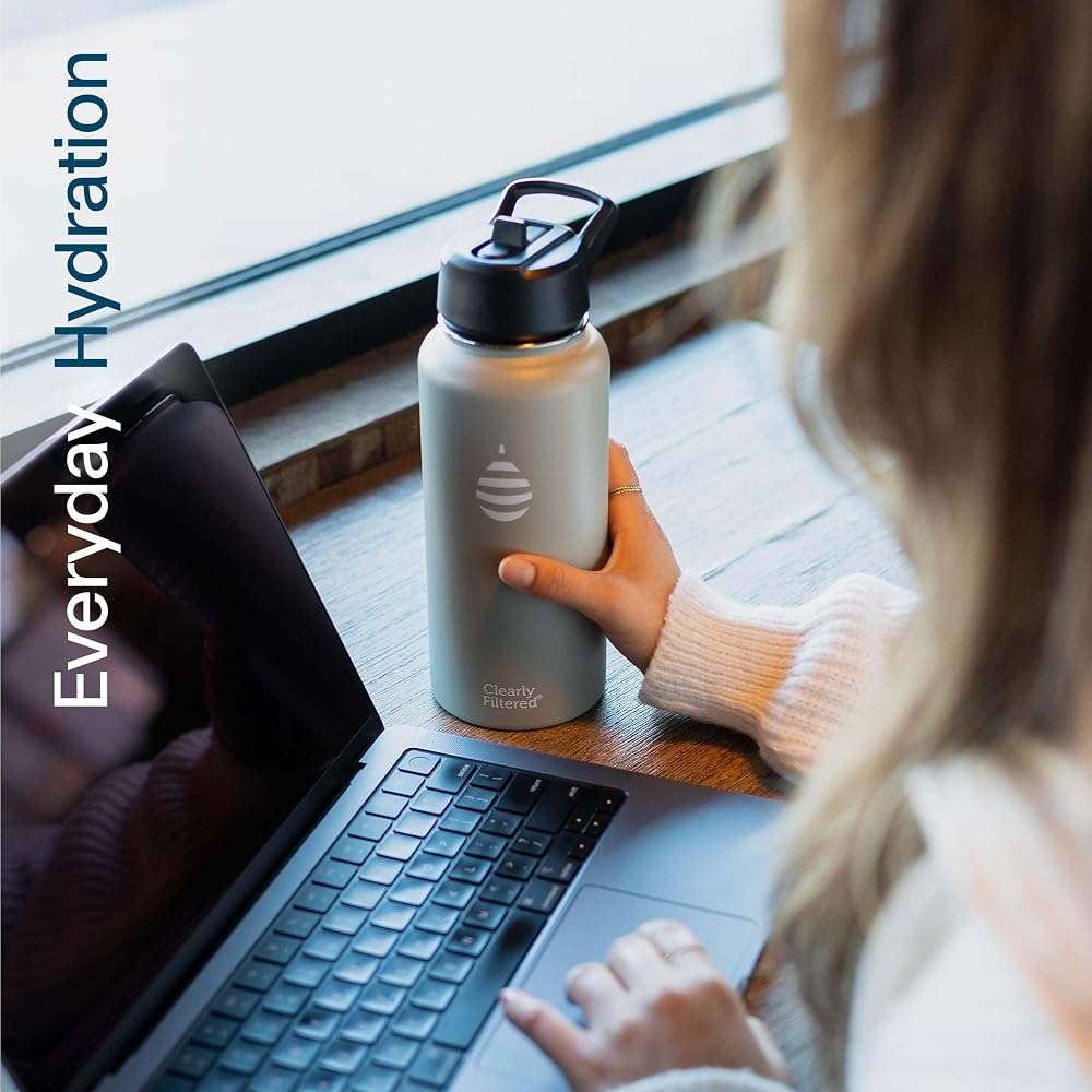 Clearly Filtered 32oz Water Bottle/Targets 220+ Contaminants/Double-Wall Insulated Stainless Steel Filtered Water Bottle BPA/BPS-Free Phthalate-Free Filters Fluoride Lead Chlorine (Teal Blue) - Image 7