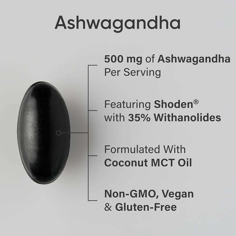 Sports Research® Ashwagandha Softgels with Coconut MCT Oil - Natural Ayurvedic Adaptogen Made with Shoden® Ashwa for Relaxation, Calm & Sleep Support - Gluten Free & Vegan Friendly - 120 Count - Image 2