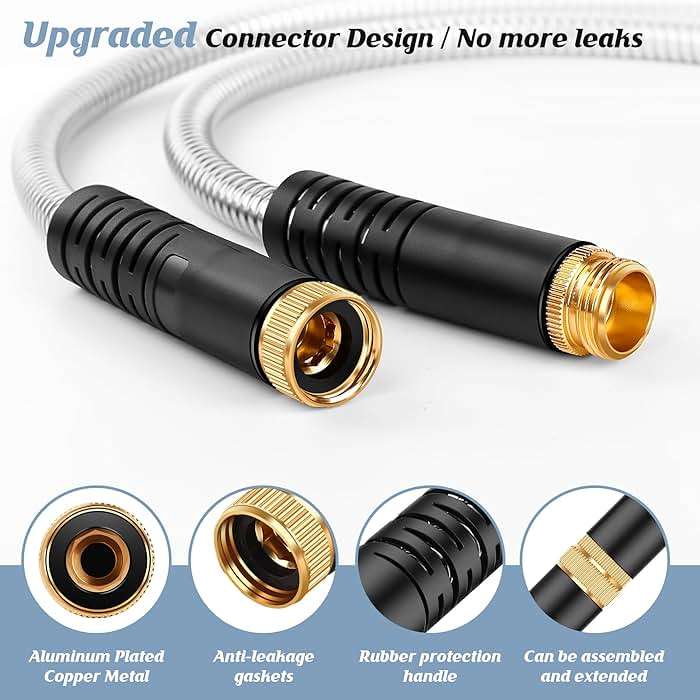 Advinski Garden Hose 100FT, Water Hose with 10 Function Nozzle, Garden Hose Metal with Leak-proof Connectors, No-Kink, Lightweight, Puncture-proof, Pet-proof, Sturdy, 550PSI, Hose for Outdoor, Yard - Image 4