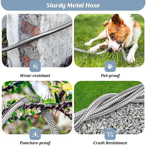 Advinski Garden Hose 100FT, Water Hose with 10 Function Nozzle, Garden Hose Metal with Leak-proof Connectors, No-Kink, Lightweight, Puncture-proof, Pet-proof, Sturdy, 550PSI, Hose for Outdoor, Yard - Image 7