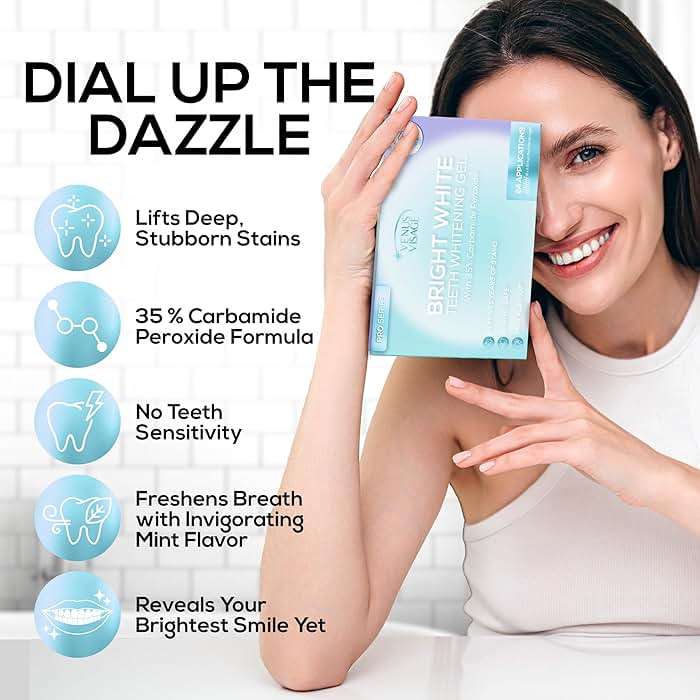 Venus Visage Teeth Whitening Gel Refill Kit Syringes (8 Pack) - 35% Carbamide Peroxide Teeth Whitener - No Sensitivity Teeth Whitening Gel for Trays - Teeth Whitening Kit Syringes for Brighter Smile - Image 2