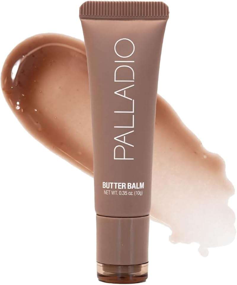 Palladio Butter Balm - Hydrating Lip Balm with Sheer Tint, Aloe, Peptides, Shea Butter, and Vegan Formulation for Instant Moisture, Shine, and Soothing Lip Care, Caramel Glazed - Image 1