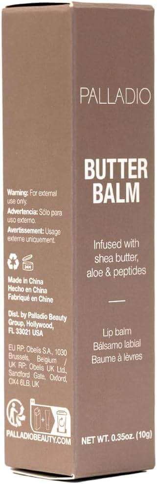 Palladio Butter Balm - Hydrating Lip Balm with Sheer Tint, Aloe, Peptides, Shea Butter, and Vegan Formulation for Instant Moisture, Shine, and Soothing Lip Care, Caramel Glazed - Image 7