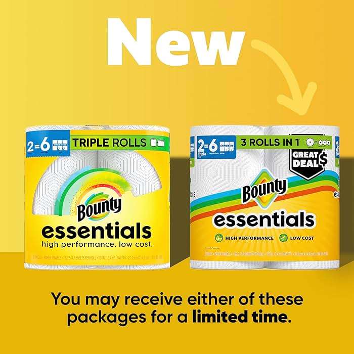 Bounty Essentials Select-A-Size Paper Towels, White, 2 Triple Rolls = 6 Regular Rolls (Packaging May Vary) - Image 2