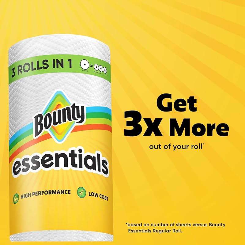 Bounty Essentials Select-A-Size Paper Towels, White, 2 Triple Rolls = 6 Regular Rolls (Packaging May Vary) - Image 13