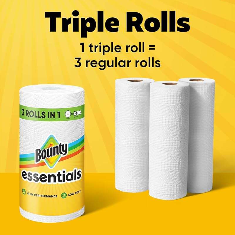 Bounty Essentials Select-A-Size Paper Towels, White, 2 Triple Rolls = 6 Regular Rolls (Packaging May Vary) - Image 14