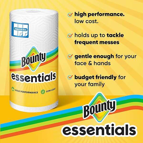 Bounty Essentials Select-A-Size Paper Towels, White, 2 Triple Rolls = 6 Regular Rolls (Packaging May Vary) - Image 3