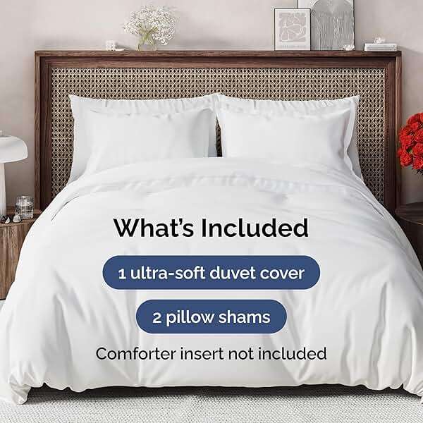 Duvet Cover Queen Size Set - Extra Soft Queen Size Duvet Cover 90 x 90 with 2 Pillow Shams - Hotel Luxury, Easy Care and Fade Free with Zipper Closures & Ties - Comfy, Breathable Bedding Set (White) - Image 2