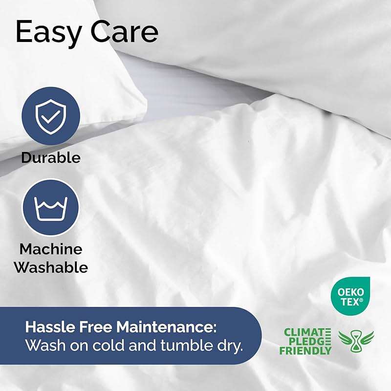 Duvet Cover Queen Size Set - Extra Soft Queen Size Duvet Cover 90 x 90 with 2 Pillow Shams - Hotel Luxury, Easy Care and Fade Free with Zipper Closures & Ties - Comfy, Breathable Bedding Set (White) - Image 6