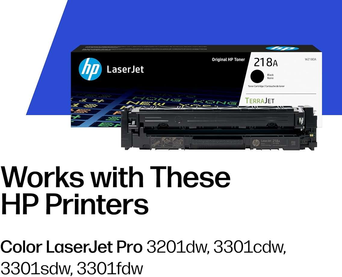 HP 218A Black Toner Cartridge | Works with Color LaserJet Pro 3201, MFP 3301 Series | W2180A - Image 2