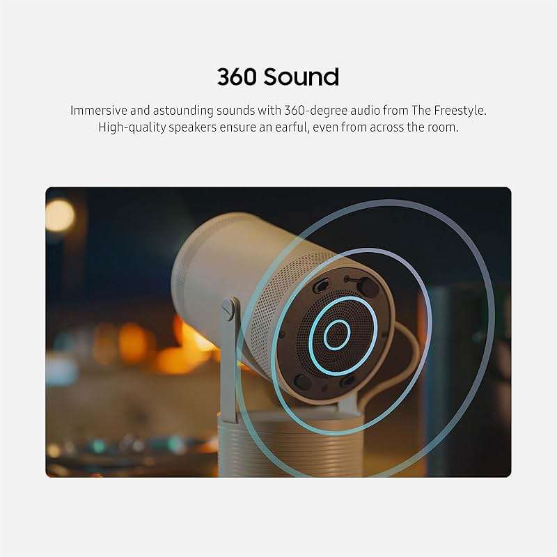 SAMSUNG 30” - 100” The Freestyle 2nd Gen with Gaming Hub Smart Portable Projector, FHD, HDR, Big Screen Home Theater Experience, 360 Sound, SP-LFF3CLAXXZA, 2023 Model, White (Renewed) - Image 4