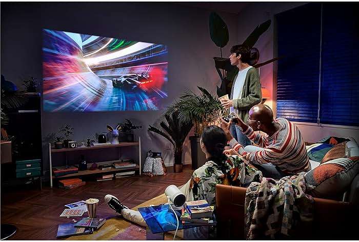 SAMSUNG 30” - 100” The Freestyle 2nd Gen with Gaming Hub Smart Portable Projector, FHD, HDR, Big Screen Home Theater Experience, 360 Sound, SP-LFF3CLAXXZA, 2023 Model, White (Renewed) - Image 7