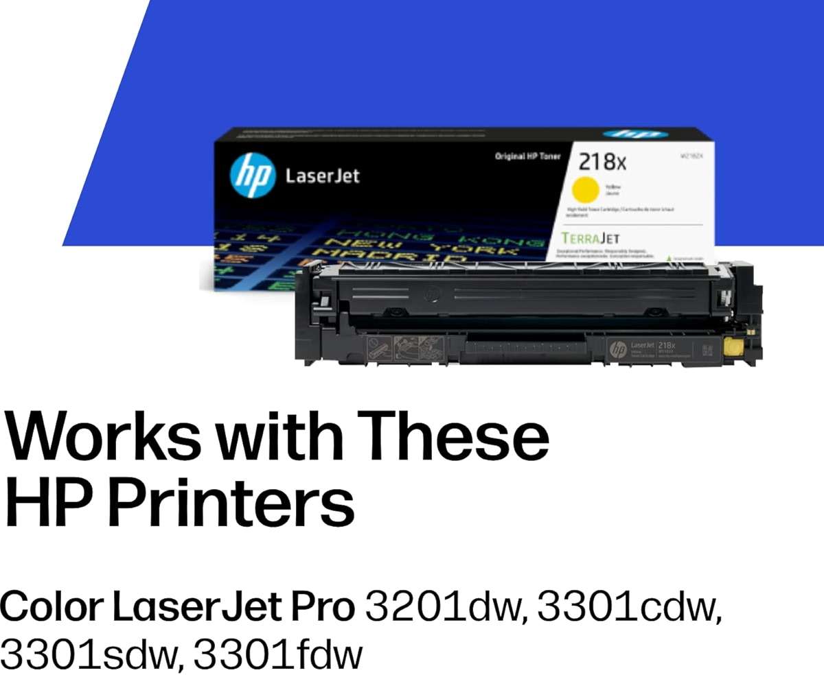HP 218X Yellow High-Yield Toner Cartridge | Works with Color LaserJet Pro 3201, MFP 3301 Series | W2182X - Image 2