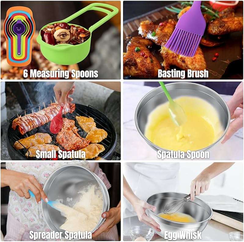 ENVTEK Mixing Bowls with Lids Set, 7 PCS Stainless Steel Mixing Bowls with 3 Grater Attachments, Size 4.5, 4, 3.5, 2.1, 1.5, 1.1, 0.7QT, Ideal for Kitchen Cooking Baking & Serving - Image 7