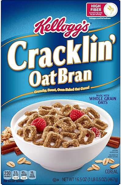 Kellogg's Cracklin' Oat Bran Breakfast Cereal, Fiber Cereal, Family Cereal, Original (3 Boxes) - Image 7