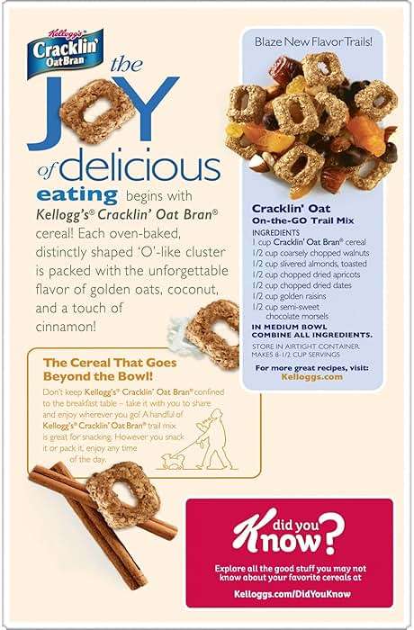 Kellogg's Cracklin' Oat Bran Breakfast Cereal, Fiber Cereal, Family Cereal, Original (3 Boxes) - Image 8