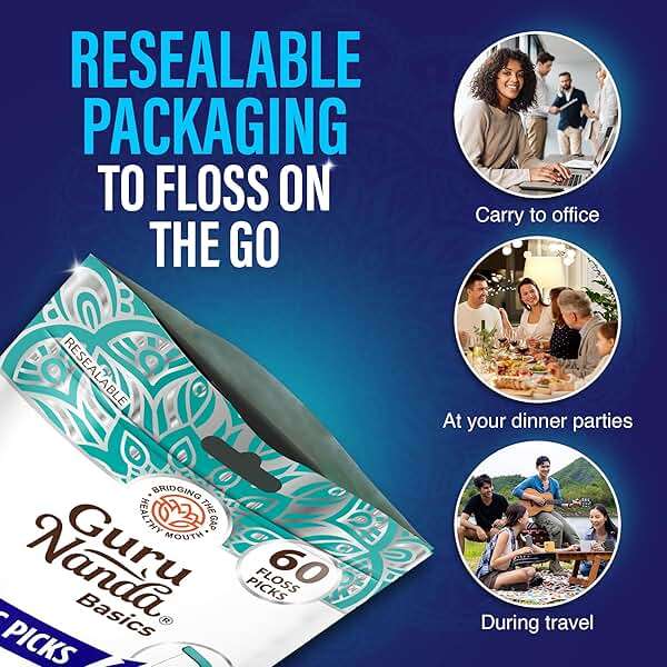 GuruNanda Fresh Floss Dental Picks - Non- Shred Thread with Angled Pick for Effective Plaque Removal - Dentist Recommened - Travel Friendly for Adults & Kids - 60 Pack - Image 5