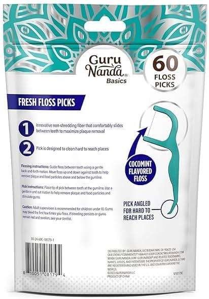 GuruNanda Fresh Floss Dental Picks - Non- Shred Thread with Angled Pick for Effective Plaque Removal - Dentist Recommened - Travel Friendly for Adults & Kids - 60 Pack - Image 8