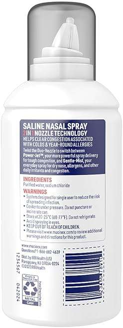 Mucinex Sinus Saline Nasal Spray & Sinus Rinse, Drug-Free, Additive Free, Non-Drowsy Nasal Irrigation with 2-in-1 Jet + Mist Spray Nozzle for Cold & Allergy Season, 4.5oz - Image 11