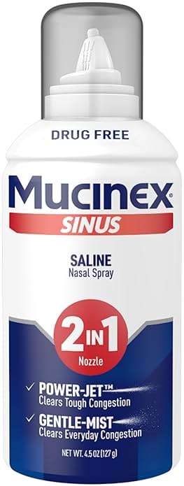 Mucinex Sinus Saline Nasal Spray & Sinus Rinse, Drug-Free, Additive Free, Non-Drowsy Nasal Irrigation with 2-in-1 Jet + Mist Spray Nozzle for Cold & Allergy Season, 4.5oz - Image 12