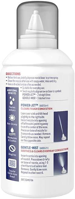 Mucinex Sinus Saline Nasal Spray & Sinus Rinse, Drug-Free, Additive Free, Non-Drowsy Nasal Irrigation with 2-in-1 Jet + Mist Spray Nozzle for Cold & Allergy Season, 4.5oz - Image 10