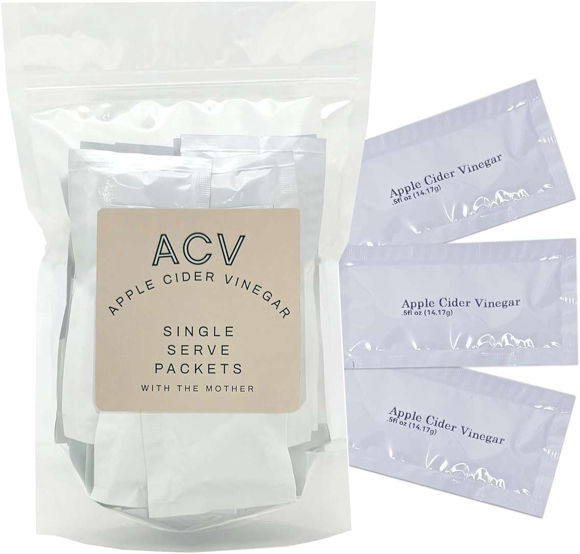 Apple Cider Vinegar Packets – ACV Individual Packets, Single Serve Apple Cider Vinegar Individual Packets 25 Pack Morning Drink Packets of ACV with the Mother (0.5 Ounce or 1 TBSP Per Packet) - Image 1