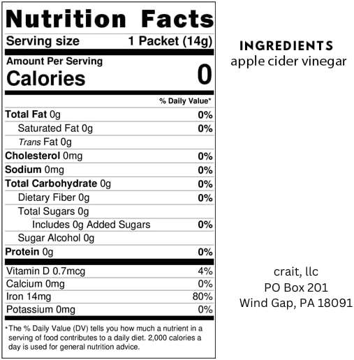Apple Cider Vinegar Packets – ACV Individual Packets, Single Serve Apple Cider Vinegar Individual Packets 25 Pack Morning Drink Packets of ACV with the Mother (0.5 Ounce or 1 TBSP Per Packet) - Image 2