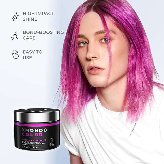 XMONDO Color Purple + Pink Shade Shift Depositing Mask & Semi-Permanent Hair Dye, Infused with Bond Booster & Hyaluronic Acid for Nourishment, Revitalization & Repair, Vegan Formula, 8 Fl Oz - Image 5