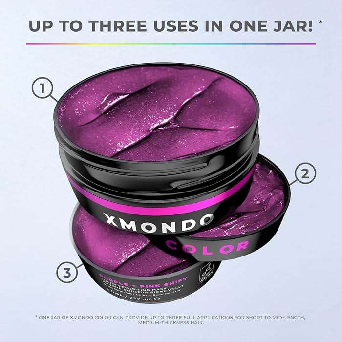 XMONDO Color Purple + Pink Shade Shift Depositing Mask & Semi-Permanent Hair Dye, Infused with Bond Booster & Hyaluronic Acid for Nourishment, Revitalization & Repair, Vegan Formula, 8 Fl Oz - Image 9
