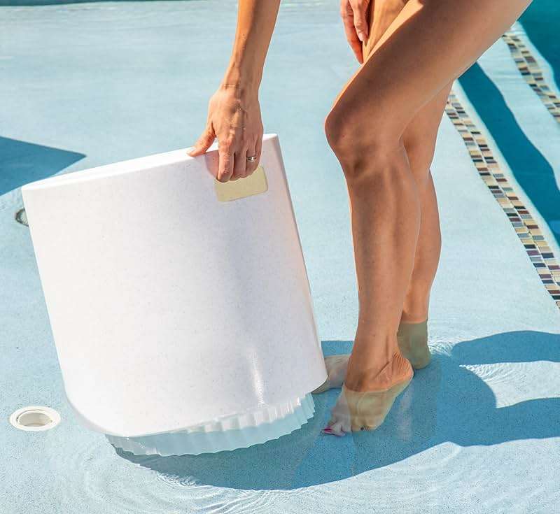 REZVANI FURNITURE STUDIO Tenjam Ripple in Pool Table for Sun Shelf, Ledge Table for Water Depths up to 10", Lounger Side Table (White Granite) - Image 5