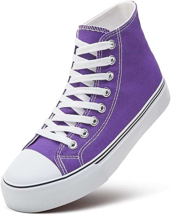 ZGR Womens High Top Canvas Sneakers,Lace-up Canvas Shoes,Casual Tennis Walking Shoes - Image 1