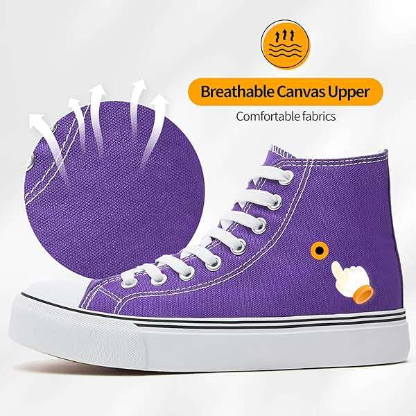 ZGR Womens High Top Canvas Sneakers,Lace-up Canvas Shoes,Casual Tennis Walking Shoes - Image 2