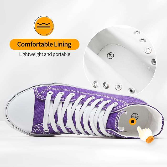 ZGR Womens High Top Canvas Sneakers,Lace-up Canvas Shoes,Casual Tennis Walking Shoes - Image 3