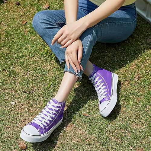 ZGR Womens High Top Canvas Sneakers,Lace-up Canvas Shoes,Casual Tennis Walking Shoes - Image 5