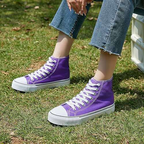 ZGR Womens High Top Canvas Sneakers,Lace-up Canvas Shoes,Casual Tennis Walking Shoes - Image 6