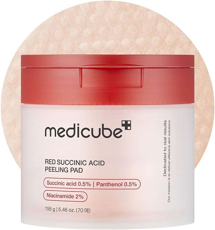 medicube Toner Pads Red Succinic Acid Panthenol Facial Peeling Pad | Exfoliating Toner Pad for Breakout-Prone Skin | Niacinamide, AHA, BHA, and Soothing Panthenol - Non-Comedogenic, 70 Pads (1 Pack) - Image 1