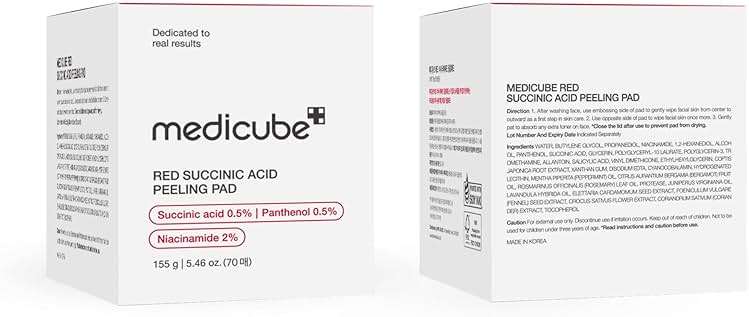 medicube Toner Pads Red Succinic Acid Panthenol Facial Peeling Pad | Exfoliating Toner Pad for Breakout-Prone Skin | Niacinamide, AHA, BHA, and Soothing Panthenol - Non-Comedogenic, 70 Pads (1 Pack) - Image 8