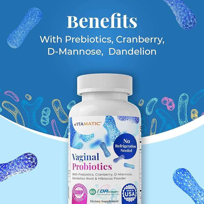 Vitamatic Vaginal Probiotics for Women – 20 Billion CFU, pH Balance & Odor Control, 60 DR Capsules with Prebiotics, Cranberry, D-Mannose, Hibiscus & Dandelion – Feminine Health & Daily Support* - Image 5
