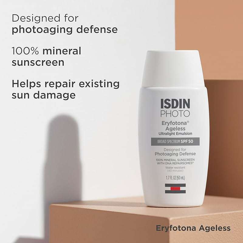 ISDIN Eryfotona Ageless Tinted Mineral Sunscreen SPF 50, Anti-Aging Face Sunscreen with Zinc Oxide, DNA Repairsomes & Vitamin E, Universal Tint No White Cast, Dermatologist Recommended - Image 4