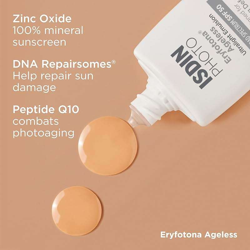 ISDIN Eryfotona Ageless Tinted Mineral Sunscreen SPF 50, Anti-Aging Face Sunscreen with Zinc Oxide, DNA Repairsomes & Vitamin E, Universal Tint No White Cast, Dermatologist Recommended - Image 7