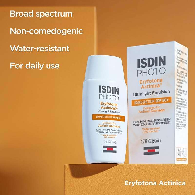 ISDIN Eryfotona Actinica SPF 50+ | Mineral Sunscreen for Face with Zinc Oxide | 100% Mineral UV Filters | No White Cast, Suitable for Sensitive Skin, Dermatologist Recommended - Image 8