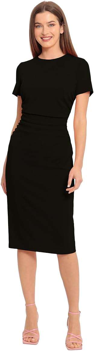 Maggy London Women's Dresses Ruched Waist Crepe Sheath Dress Workwear Office Occasion Event Guest of - Image 1