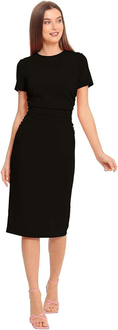 Maggy London Women's Dresses Ruched Waist Crepe Sheath Dress Workwear Office Occasion Event Guest of - Image 3