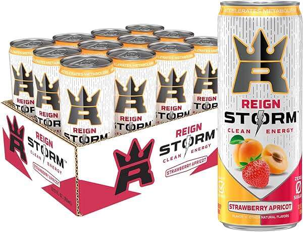 REIGN Storm, Strawberry Apricot, Fitness & Wellness Energy Drink, 12 Fl Oz | Pack of 12 - Image 1